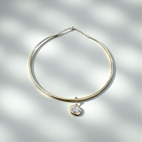 Minimal Gold Collar Necklace with Extension Chain