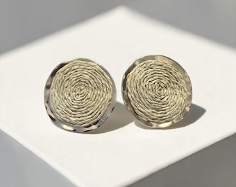 Woven Round Stud Earrings – Anti-Tarnish, Hypoallergenic Metal, Everyday Elegant Jewelry
