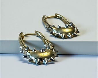 Gold Tone Spiked Hoop Earrings: Edgy Punk Jewelry
