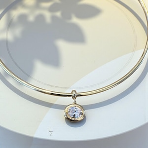 Gold Choker Necklace with Crystal Pendant