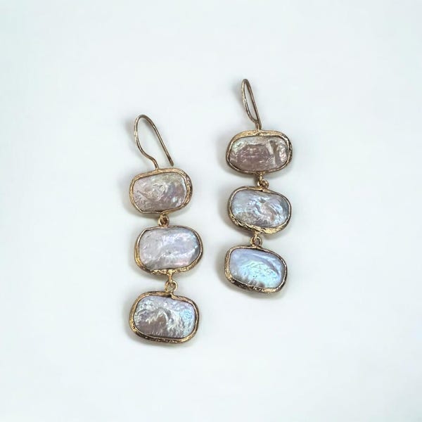 Baroque Pearl Gold Dangle Earrings