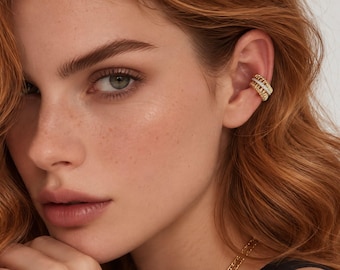 Gold Ear Cuff, Crystal Cartilage Earring, Non Pierced Cuff, Statement Jewelry
