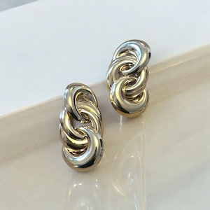 Bold Gold Chunky Statement Earrings, Oversized Chain Link Earrings, Vintage-Inspired Glam Jewelry