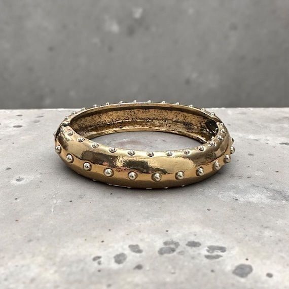 Chunky Gold Studded Statement Cuff Bracelet
