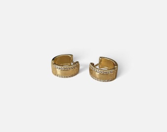 Gold Plated Huggie Hoop Earrings with Crystals – Anti-Tarnish, Allergy-Free Jewelry