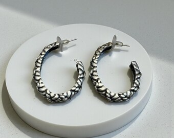 Textured Hoop Earrings: Anti-Tarnish, Hypoallergenic Jewelry