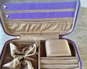 Portable PU Leather Jewelry & Watch Travel Case - Velvet Lined
