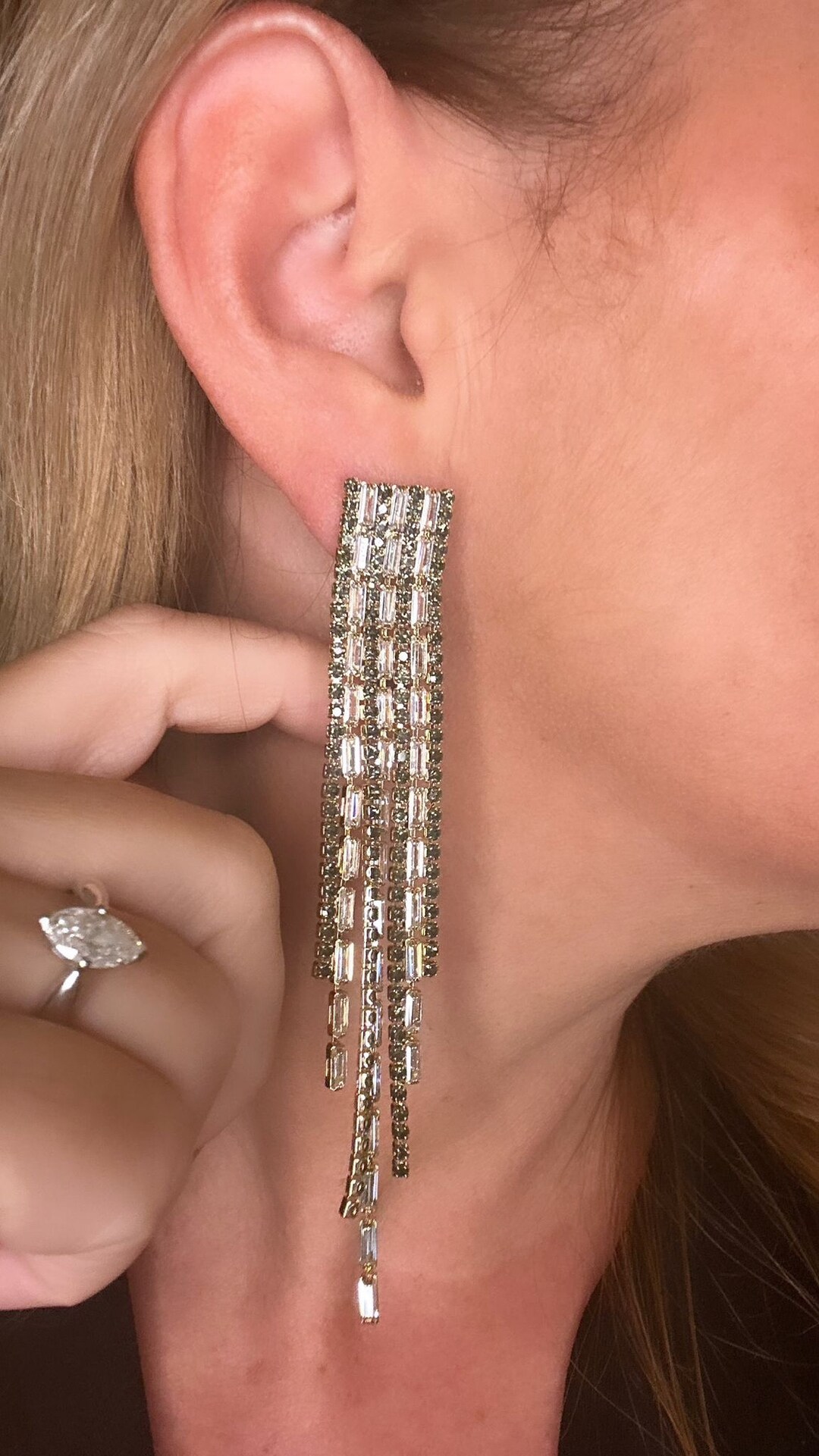 Semi Precious Stone Fringe Dangle Earrings - E4-309