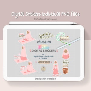 Digital Planner Stickers for Muslim Girl, Muslim Girl Planner Stickers, Praying Making Dua Read Quran Go out Read Book Muslim Girl, Digital