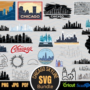 Onthul de allure van Chicago met onze Chicago Skyline SVG-bundel. Perfect vervaardigde svg legt de iconische skyline van de stad vast, Chicago Skyline