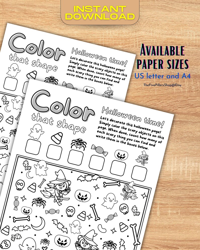 Halloween Printable Colouring Page Instant Download I Spy Etsy