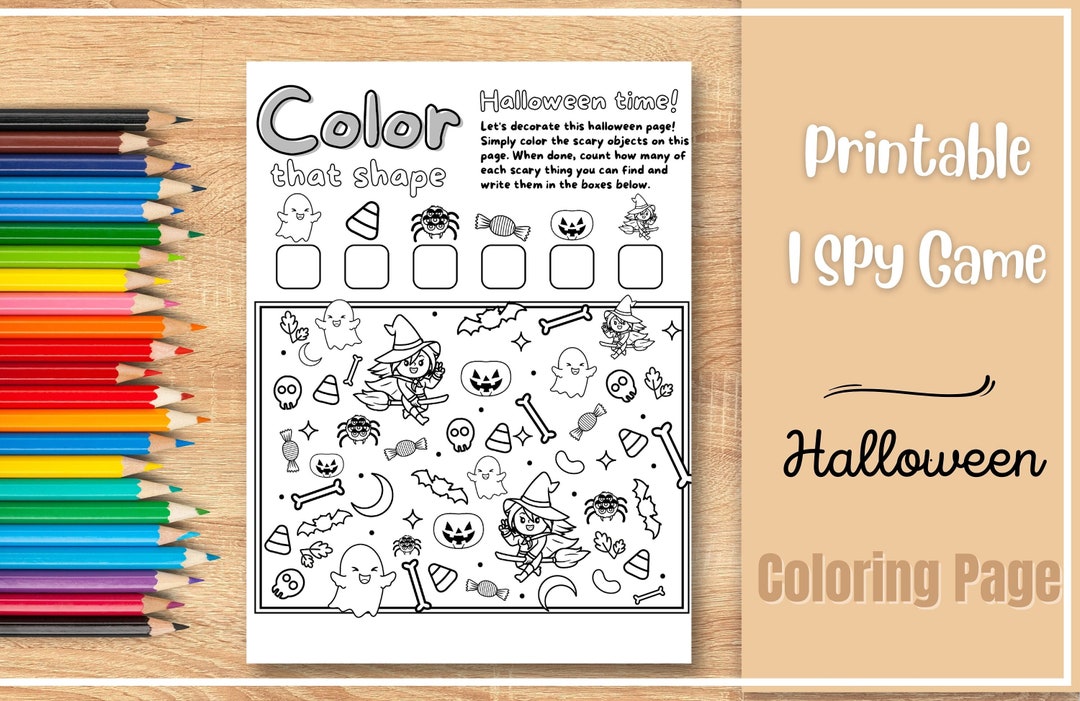 Halloween Printable Colouring Page Instant Download I Spy Etsy