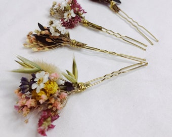 Hairpins made from real dried flowers | subtle hair accessories | wedding jewelry | boho hair accessories | flowers for the hair | bridal jewelry | hair clip