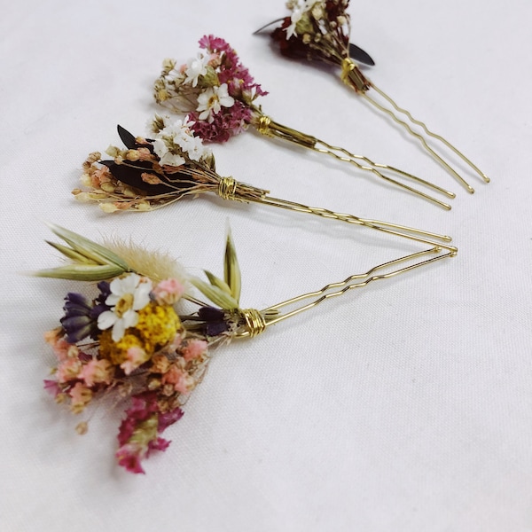 Haarnadeln aus echten getrockneten Blumen|dezenter Haarschmuck|Hochzeitsschmuck|boho Haarschmuck|Blumen fürs Haar|Brautschmuck|Haarspange