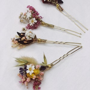 Haarnadeln aus echten getrockneten Blumendezenter HaarschmuckHochzeitsschmuckboho HaarschmuckBlumen fürs HaarBrautschmuckHaarspange Bild 9