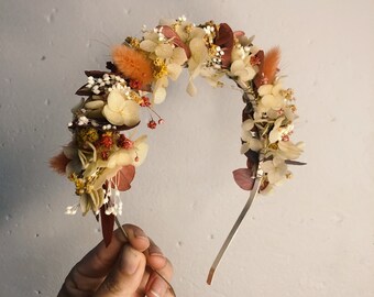 Headband made of dried flowers|flower girl|wedding|bridal jewelry|autumn color|flower wreath|hair accessories|head wreath|JGA|bachelorette party|boho