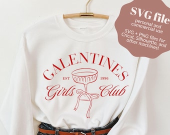 Walentynki SVG, dzień Galentines, Walentynki SVG, koszulka walentynkowa, bluza Coquette, bluza XOXO, czcionka retro, retro SVG