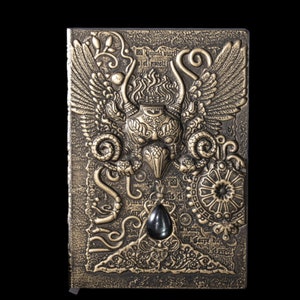 Diario de águila en relieve de estilo vintage, cuaderno de cuero de PU con pájaro 3D con diamantes de imitación, regalo de diario escolar de oficina