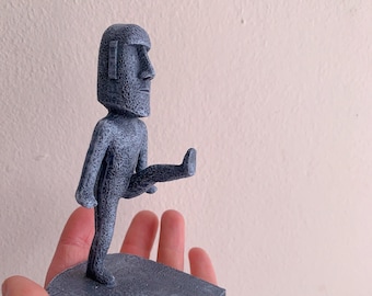 Easter Island Moai Phone Stand, Kong Fu Easter Island Moai Phone Holder, Easter Island Moai Sculpture Funny Figurine, Desk Decor Statue