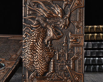Journal vintage en relief, carnet de notes 3D vintage en cuir de dragon avec strass, cadeau de journal