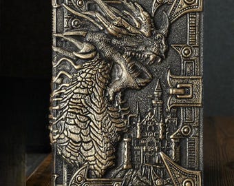 Vintage Design Embossed 3D Dragon Journal,  PU Leather Notebook with Rhinestone, Journal Birthday Gift