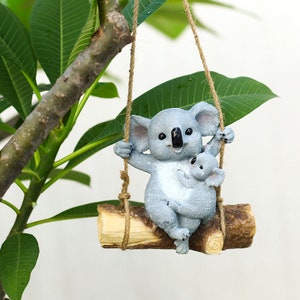 Koala Bears Swing Hanging Cute Animal Resin Simulation Sculpture Ornament Outdoor Indoor Garden Statue Decor
