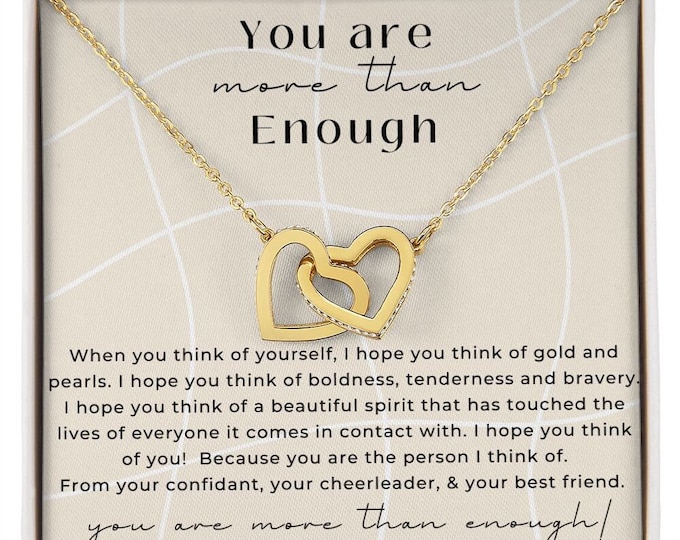 You Are Enough Necklace, Birthday Gift for Friend, Best Friend Gift, Encouragement Gift, Strength Gift, Warrior Gift, Survivor, 18K Gold