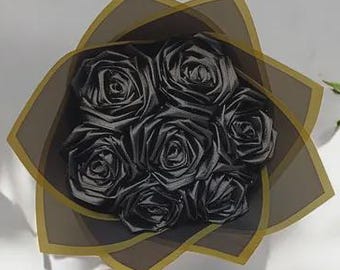Decorative Satin Ribbon Rose Bouquet, a Special Gift that Will Not Fade, Handmade Flower Bridal Bouquet