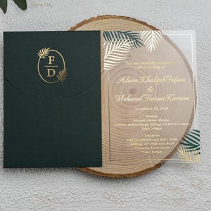 Carte d'invitation verte Modèle d'invitation de mariage minimaliste Cartes d'invitation à un événement modernes