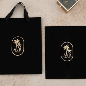 Cartão de convite preto, bolsa de convite de casamento, modelo de convite de casamento em tecido de linho, cartões de convite para eventos modernos, convite moderno