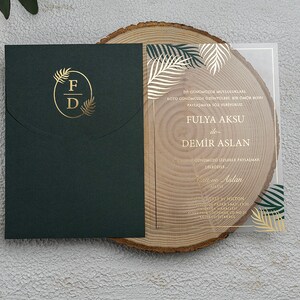 Invitación de boda verde oscuro Invitaciones de boda personalizables Tarjeta de invitación personalizable