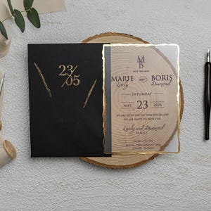 Carte d'invitation de mariage Détails dorés Modèle de mariage Faire-part de fiançailles