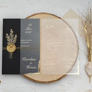 Carte d'invitation de mariage scellée, carte d'invitation personnalisée pour la cérémonie d'ouverture de fiançailles de mariage