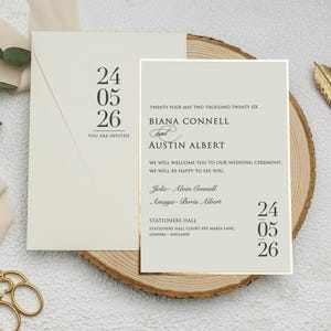 Cartes d'invitation Modèle de mariage personnalisable Carte d'invitation élégante Faire-part de mariage de luxe
