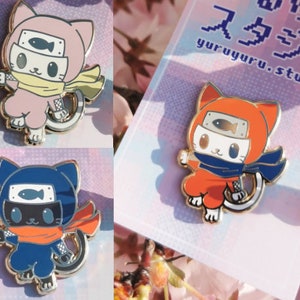 Ninja Neko Cat Enamel Pin, Japanese motif enamel pins, hard enamel