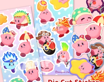 Kirby Super Star Vinyl Sticker Sheet / Die Cut Vinyl Stickers, for Journal Sticker, Scrapbook, Planner Sticker, Decorative Sticker,