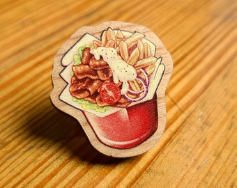 Döner Box Wooden Pin, Fast Food motif Eco Friendly Pins