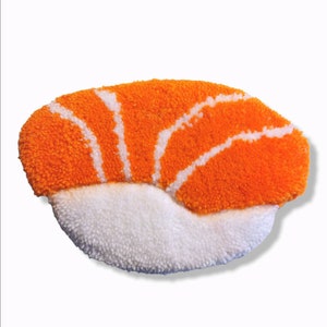 Salmon Sushi motif Handmade Tufting Rug / Small wall art image 8