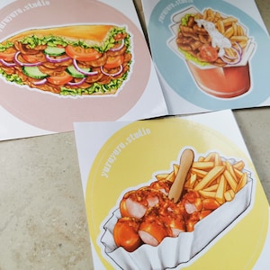 Döner Kebab Imbiss stickers - set of 3, German fast food, Turkish Food Stickers