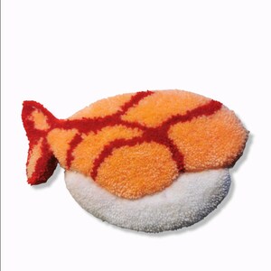 Salmon Sushi motif Handmade Tufting Rug / Small wall art image 3