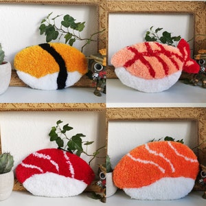 Salmon Sushi motif Handmade Tufting Rug / Small wall art image 2