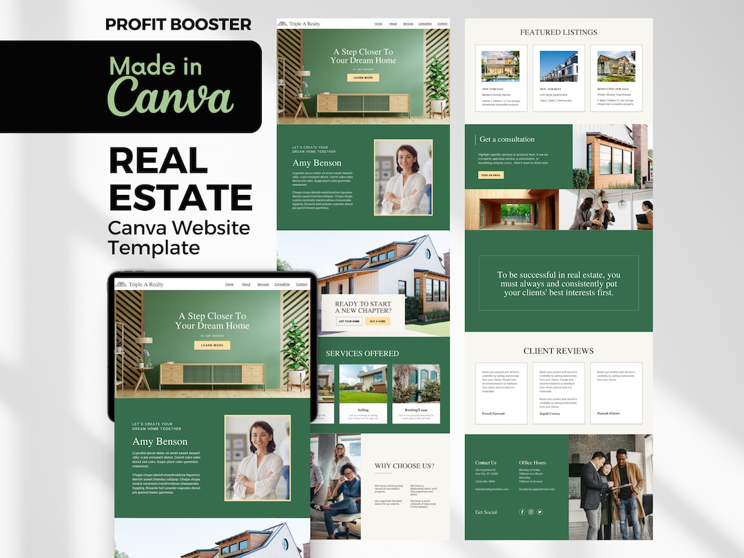 Real Estate Canva Website Template Landing Page Luxury Realtor ...