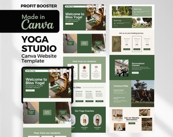 YOGA Fitness Canva Website Template Canva Landing Page Wellness Pastel ...