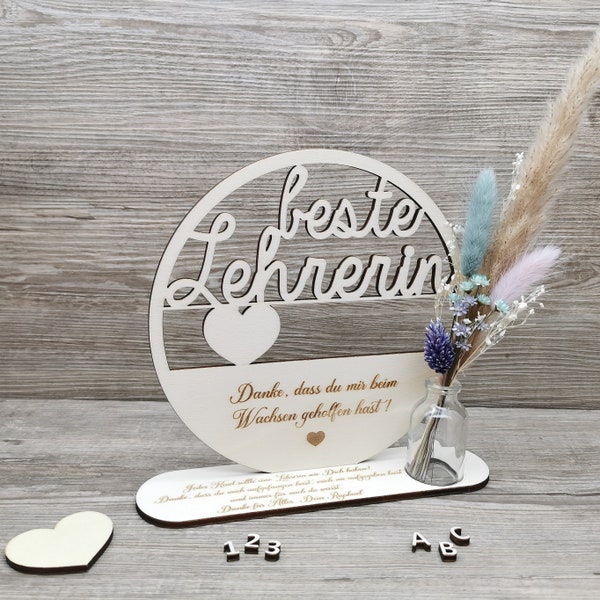 Teacher gift, personalized, gift for teacher, teacher sign, best teacher, with dried flowers and tripod, school