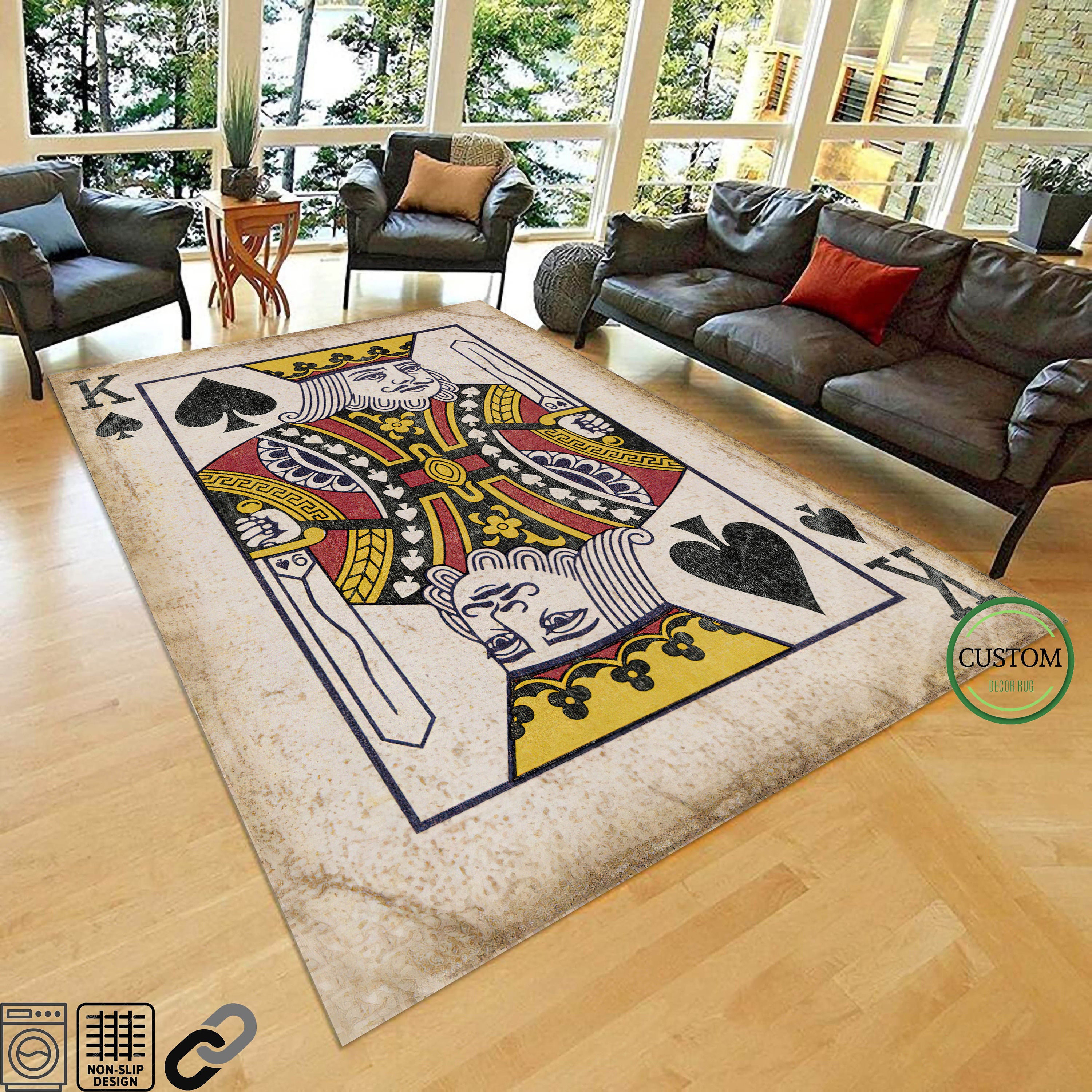 Playing Cards Rug, King Card Design Rug, Play Card Rug, Personalized Gift ,  Fashion Rug, Gift For Him Her, Home Decoration, For Living Room