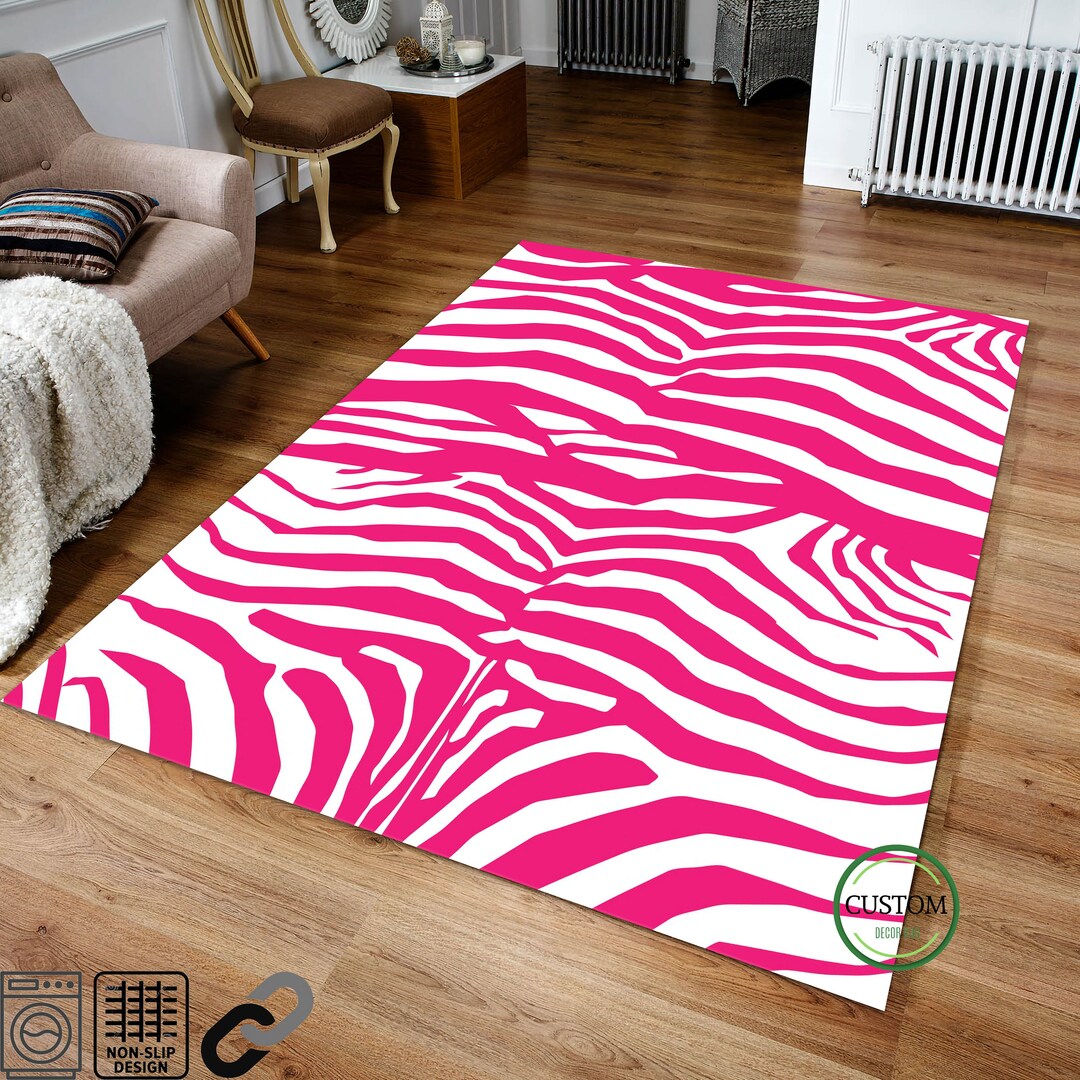 Pink Zebra Rug Preppy Room Decor Preppy Rug College Girls - Etsy