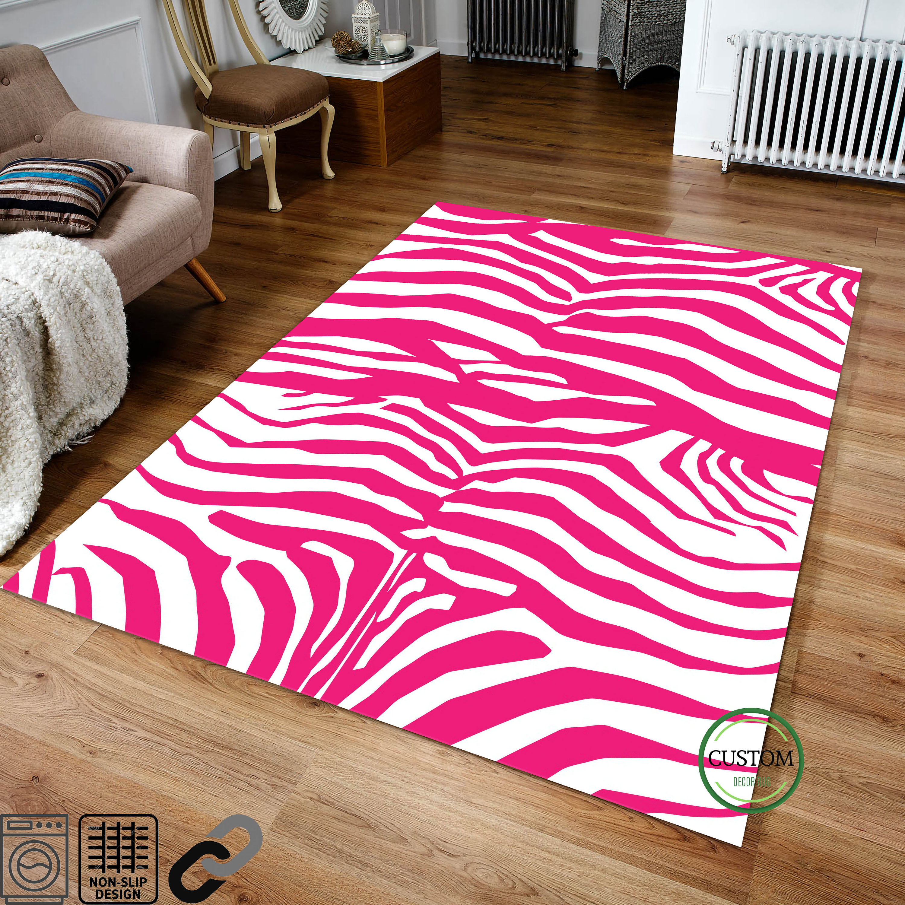 Pink Zebra Rug Preppy Room Decor Preppy Rug College Girls Etsy