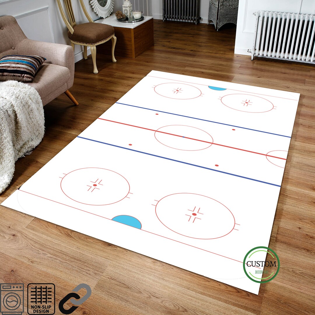 Ice Hockey Area Rug Ice Hockey Rug Ice Sports Rug Kids Room Etsy