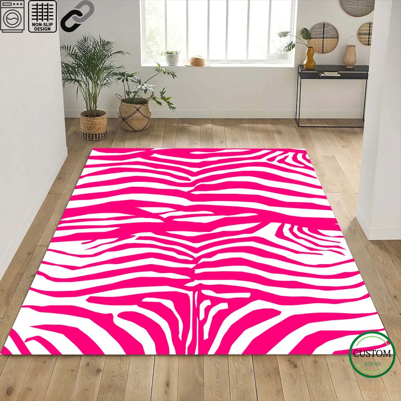 Pink Zebra Rug Preppy Room Decor Preppy Rug College Girls Etsy
