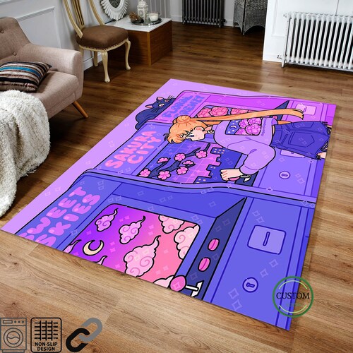 Anime Rug Sailor Moon Rug Kawaii Rug Hype Rugs Purple Etsy